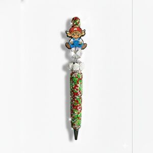 Cow Bling Sparkle Glitter Beaded Pen Red And Green